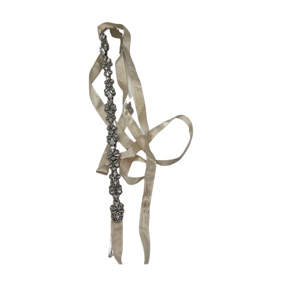 BHLDN Crystal Floral Ribbon Sash in Champagne and Silver